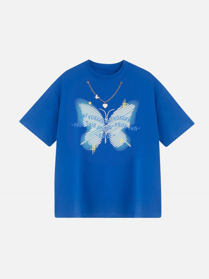 T Shirts Aelfric Eden Doodle Butterfly Print Tee Noir | DZA-38803028